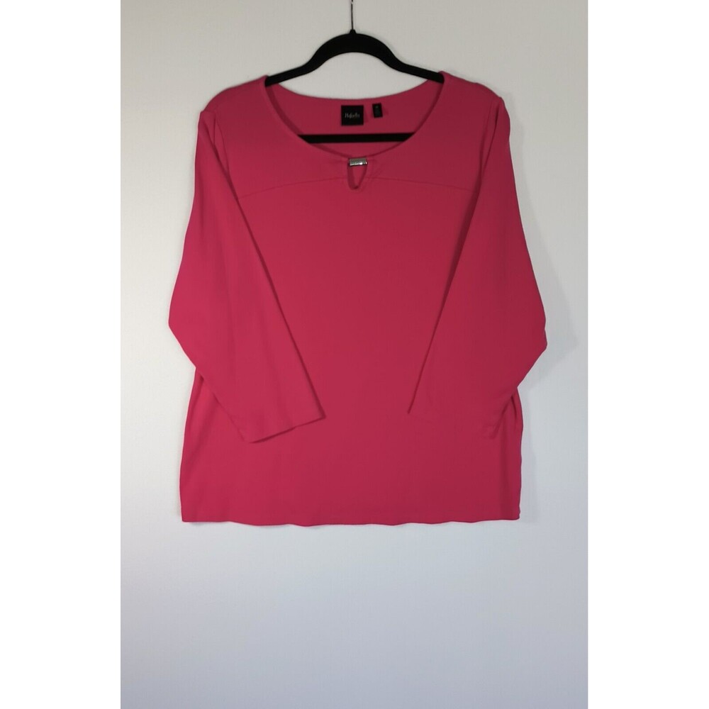 Rafaella Women's 3/4 Sleeve Solid Pink Top Size 2X